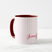 Mug Moderne Pink Stripes Nom personnalisé Élégante Typ (Devant gauche)