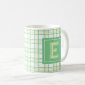 Mug Moderne Plaid Prévert Lime Vert Université Monogra (Devant droit)