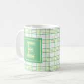 Mug Moderne Plaid Prévert Lime Vert Université Monogra (Devant gauche)