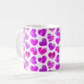 Mug Moderne Purple Rose Doodled Hearts Valentine Nom (Devant gauche)