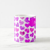 Mug Moderne Purple Rose Doodled Hearts Valentine Nom (Centre)