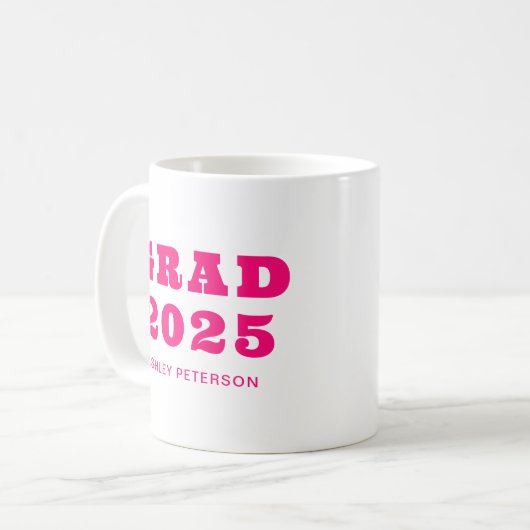 Mug Moderne Retro Rose Gras Typographie Graduation (Devant gauche)