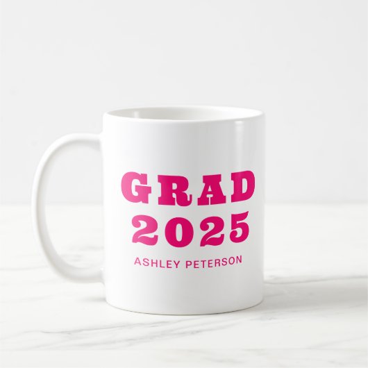 Mug Moderne Retro Rose Gras Typographie Graduation (Gauche)