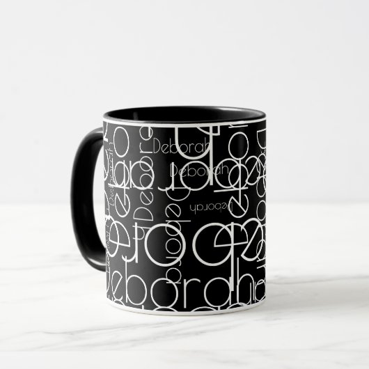 Mug Moderne Retro Thin Font Typographie b&w (Devant gauche)
