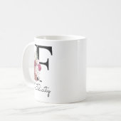 Mug Moderne Rose Boho Féminin Floral Initiale F (Devant gauche)