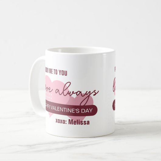 Mug Moderne rose doux amour toujours Saint-Valentin (Devant gauche)