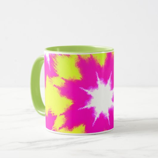 Mug Moderne Rose éblouissant vert Jaune teinture à tar (Devant gauche)