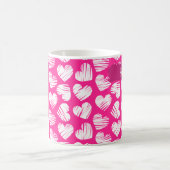 Mug Moderne rose et blanc Doodled Heart Valentine Nom (Centre)