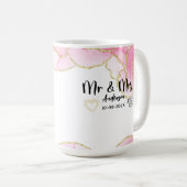 Mug Moderne rose et or M. et Mme (Devant droit)