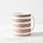 Mug Moderne rose or blanc rayures chic fille (Devant droit)