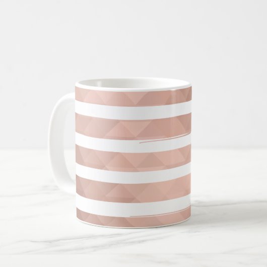 Mug Moderne rose or blanc rayures chic fille (Devant gauche)
