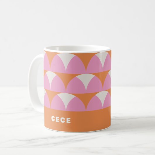 Mug Moderne rose orange géométrique rétro personnalisé (Devant gauche)