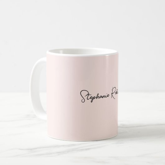 Mug Moderne Rose Pâle Élégant Nom Monogramme Script (Devant gauche)