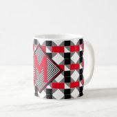 Mug moderne rouge et noir Monogramme géométrique initi (Devant droit)
