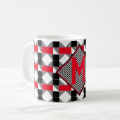 Mug moderne rouge et noir Monogramme géométrique initi (Devant gauche)