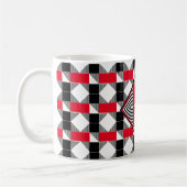 Mug moderne rouge et noir Monogramme géométrique initi (Gauche)