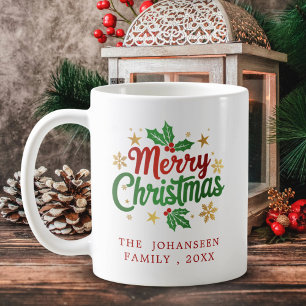 Mug Moderne Russe Joyeux Noël Typographie Famille
