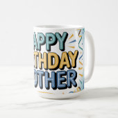 Mug Moderne sarcelle et jaune "JOYEUX ANNIVERSAIRE FRÈ (Devant droit)