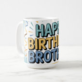 Mug Moderne sarcelle et jaune "JOYEUX ANNIVERSAIRE FRÈ (Devant gauche)