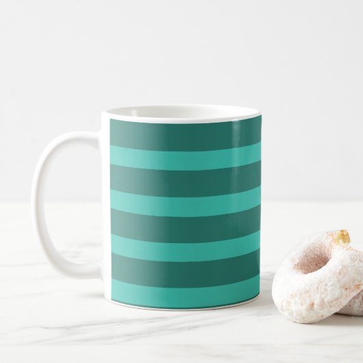 Mug Moderne Simple 2 Tone Stripe Géométrique Forêt Ver (Avec donut)