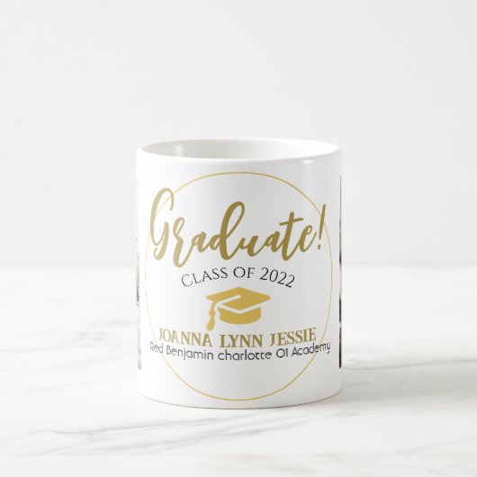 Mug Moderne Simple élégant Graduation or Casquette Scr (Centre)