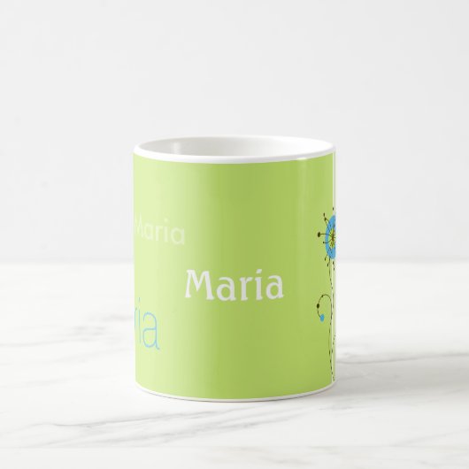 Mug Moderne simple Fleur vert Votre nom (Centre)