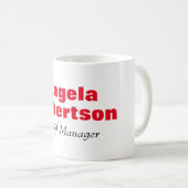 Mug Moderne simple minimaliste rouge blanc ajouter nom (Devant droit)