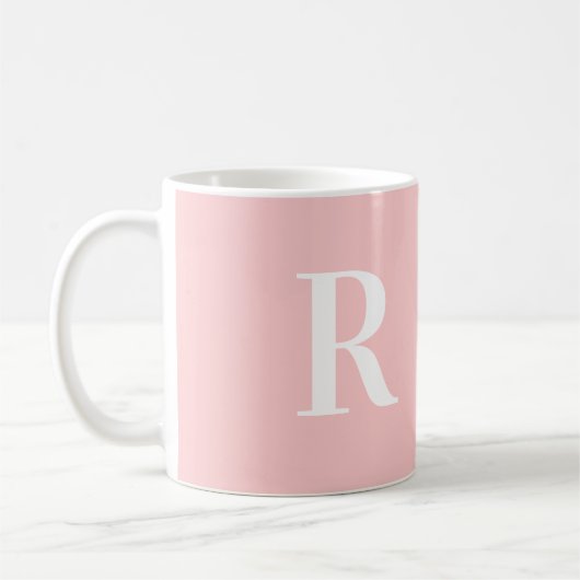 Mug Moderne simple Monogramme rose (Gauche)