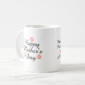 Mug moderne simple noir et blanc heureux jour mère (Devant gauche)