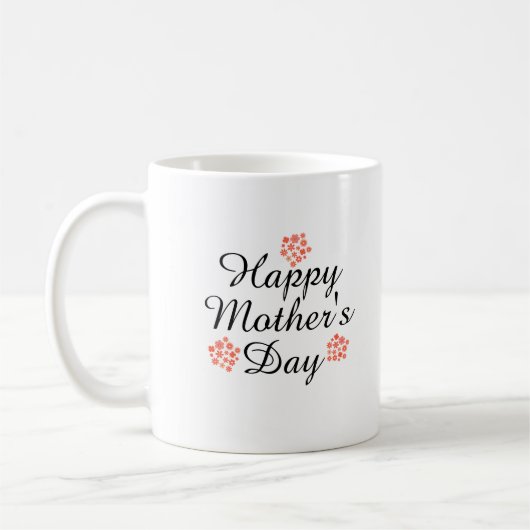 Mug moderne simple noir et blanc heureux jour mère (Gauche)