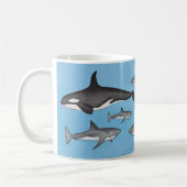 Mug Moderne Simple Océan Orques et Requins Mignon (Gauche)