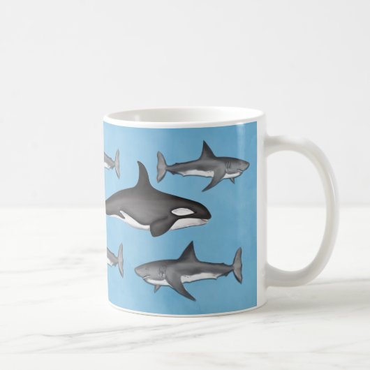 Mug Moderne Simple Océan Orques et Requins Mignon (Droite)