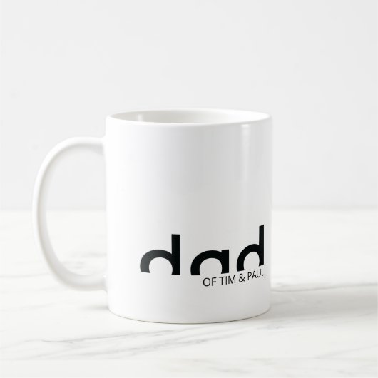 Mug Moderne Simple Papa avec Enfants Noms (Gauche)