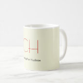 Mug Moderne tendance Monogramme Rouge Beige (Devant droit)
