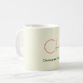 Mug Moderne tendance Monogramme Rouge Beige (Devant gauche)