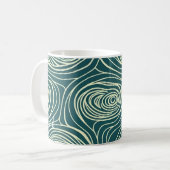 Mug Moderne Tourbillon de grain de bois sarcelle ondul (Devant gauche)