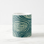 Mug Moderne Tourbillon de grain de bois sarcelle ondul (Centre)
