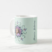 Mug Moderne turquoise rose floral Mandala Doodles Phot (Devant gauche)