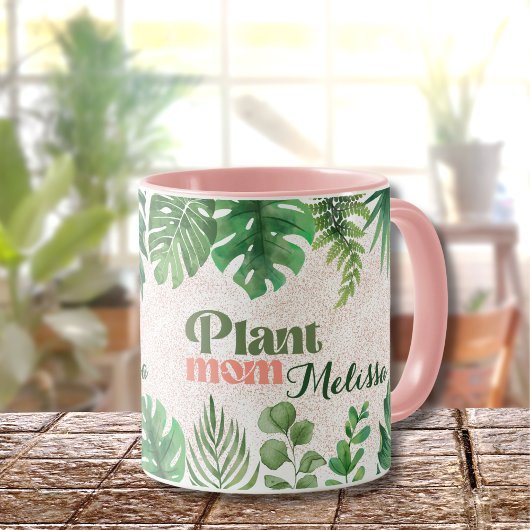 Mug Moderne Vert Botanique Feuille Plante Maman