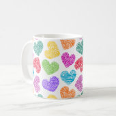 Mug Moderne Vibrant Rainbow Doodle Hearts mignon Motif (Devant gauche)