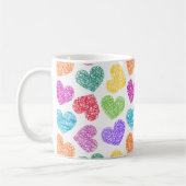 Mug Moderne Vibrant Rainbow Doodle Hearts mignon Motif (Gauche)