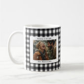 Mug Moderne Vichy Rustique Monogramme Photo Noël (Gauche)