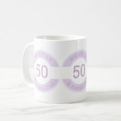 Mug Moderne Violet 50 ans et nom de fête d'anniversair (Devant gauche)