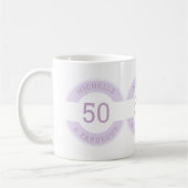 Mug Moderne Violet 50 ans et nom de fête d'anniversair (Gauche)