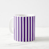Mug Moderne violet foncé et blanc verticalement strié (Devant gauche)
