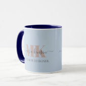 Mug Modert Mocha Mousse Monogram Bleu Poussiéreux (Devant gauche)