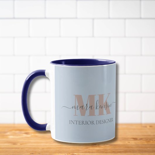 Mug Modert Mocha Mousse Monogram Dusty Blue