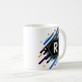 Mug Modifier en une initiale sur peinture bleue - R S (Devant droit)