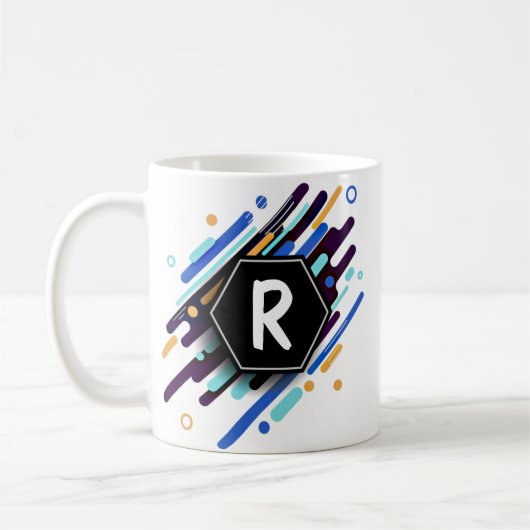 Mug Modifier en une initiale sur peinture bleue - R S (Gauche)