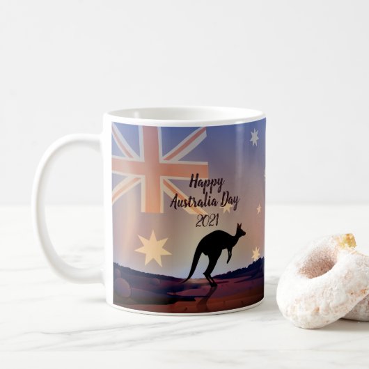 Mug Modifier le drapeau texte Kangaroo Australia Day (Avec donut)